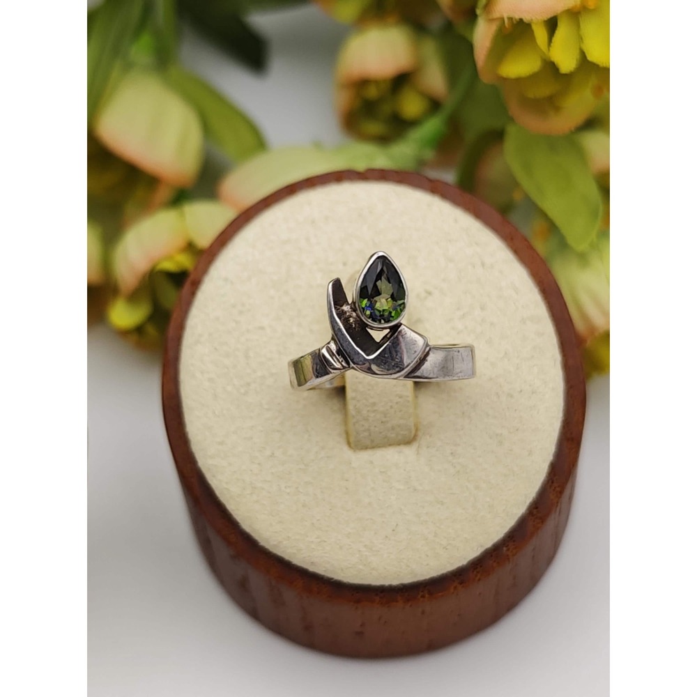 Handmade Artisan Claddagh Ring Women Size 4.5 Silver Rainbow Topaz Gemstone